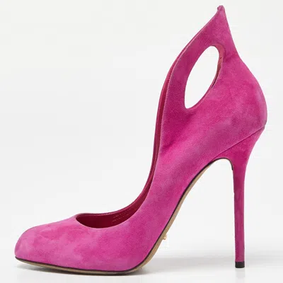 Pre-owned Sergio Rossi Pink Suede Oblo Cut Out Pumps Size 39