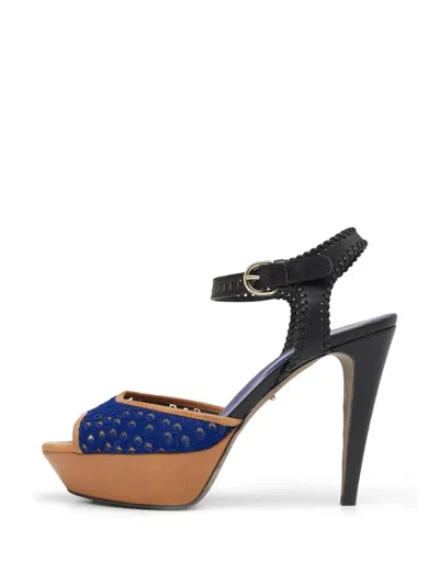 Pre-owned Sergio Rossi Platform Ankle-strap Sandals In Blue