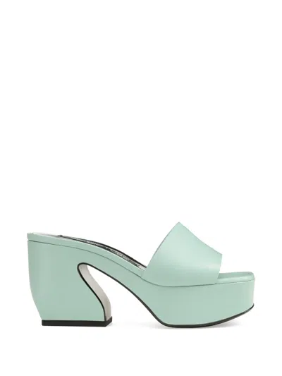 Sergio Rossi Platform Leather Sandals In Green