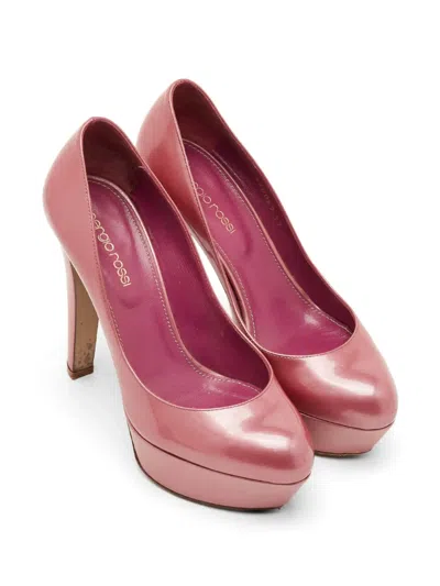 Pre-owned Sergio Rossi Platform Patent Leather Pumps In Pink