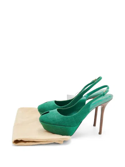 Pre-owned Sergio Rossi Platform Peep-toe Sandals In Green