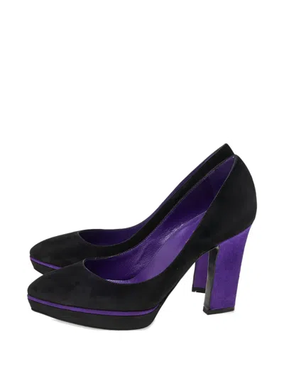 Pre-owned Sergio Rossi Platform Suede Pumps In Black