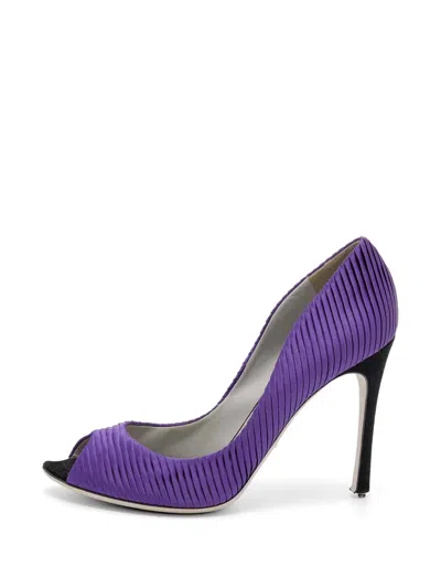 Pre-owned Sergio Rossi Pleated Peep-toe Pumps In Purple