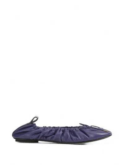 Sergio Rossi Plisse Ruched Ballet Flats In Purple
