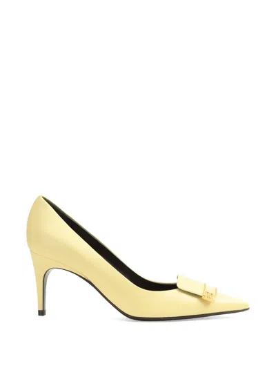 Sergio Rossi Pointed Leather Pumps In Yellow