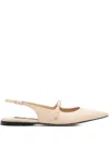 Sergio Rossi Pointed Slingback Ballet Flats In Pink