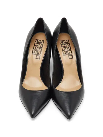 Pre-owned Sergio Rossi Pointed Toe Block Heel Pumps In Black