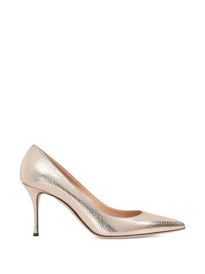 Sergio Rossi Godiva 090 Crack Mirror Leather Pumps In Rose Gold