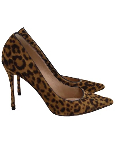 Sergio Rossi Pointed Toe Pony Hair Leather Pump