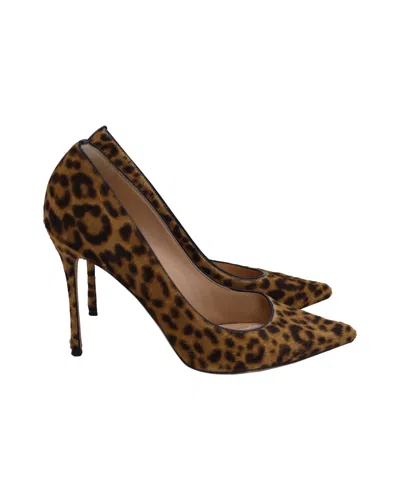 Sergio Rossi Pointed Toe Pumps In Animal Print Pony Hair In Brown