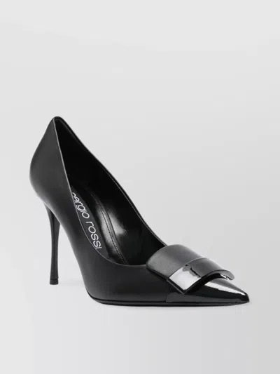 Sergio Rossi Pointed Toe Stiletto Heel Buckle Pump In Black