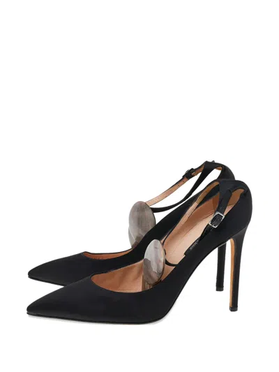 Pre-owned Sergio Rossi Pointed-toe Disc-embellished Pumps In Black