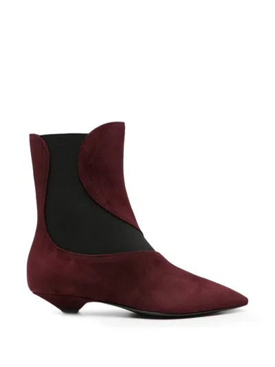 Sergio Rossi Pointed-toe Panelled Ankle Boots In Multi