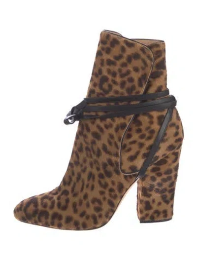 Pre-owned Sergio Rossi Ponyhair Animal Print Boots In Neutral