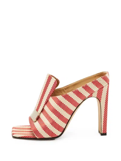 Pre-owned Sergio Rossi Portofino Striped Sandals In Red