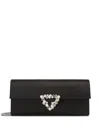 Sergio Rossi Precious Crystal-embellished Satin Clutch In Black