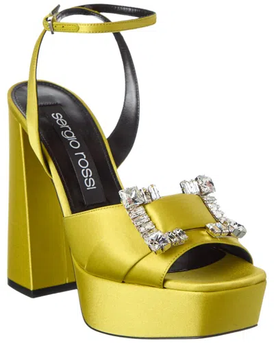 Sergio Rossi Prince 80 Satin Platform Sandal In Yellow