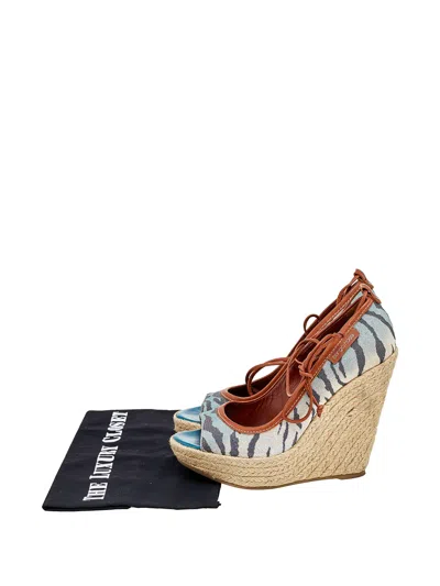 Pre-owned Sergio Rossi Printed Espadrille Pumps In Blue