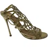 Sergio Rossi Puzzle Caged Sandals In Gold Leather In Gold