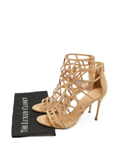 Pre-owned Sergio Rossi Puzzle Cut-out Ankle Boots In Neutral