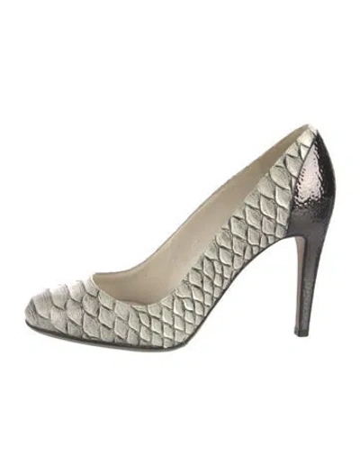 Pre-owned Sergio Rossi Python Animal Print Pumps In Neutral