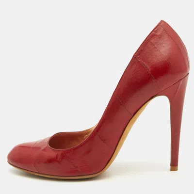 Pre-owned Sergio Rossi Red Eel Leather Pumps Size 40