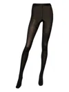 Sergio Rossi Rhinestone-embellished Stretch Tights In Black