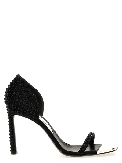Sergio Rossi Rhinestone-embellished Sandal Heel In Black