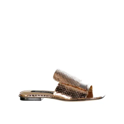 SERGIO ROSSI ROSE GOLD CALFSKIN SANDALS