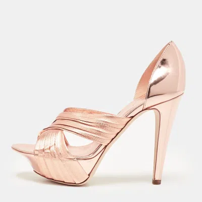 Pre-owned Sergio Rossi Rose Gold Leather D'orsay Pumps Size 36.5