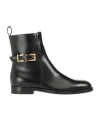 Sergio Rossi Round Toe Ankle Boots With Gold Hardware In Black