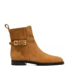 Sergio Rossi Ankle Boots In Calf Suede Material In Brown