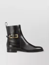 Sergio Rossi Round Toe Ankle Boots With Gold Hardware