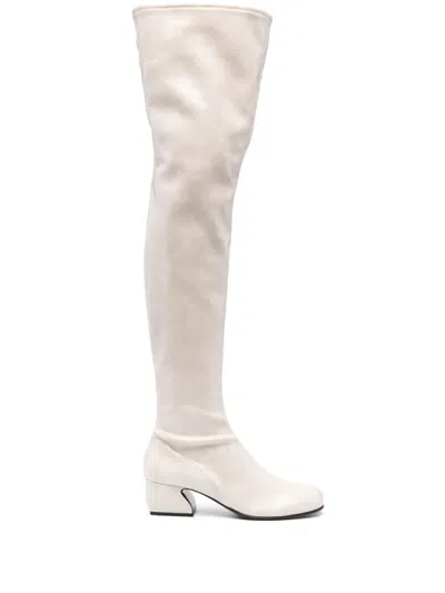 Sergio Rossi Round-toe Leather 60mm Boots In Neutrals
