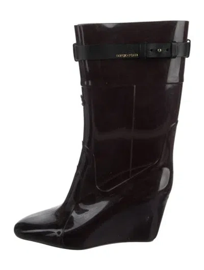 Pre-owned Sergio Rossi Rubber Rain Boots In Purple