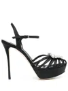 Sergio Rossi 120mm Crystal-detailing Sandals In Black