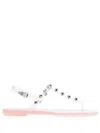 Sergio Rossi Embellished Crystal Flat Sandals In Pink
