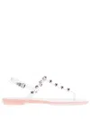 Sergio Rossi Embellished Crystal Flat Sandals In Pink