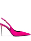 Sergio Rossi Lateral Mini Buckle Slingback In Pink / Crystal