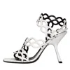 Sergio Rossi Square-headed High-heeled Sandals In Bianco Neutri