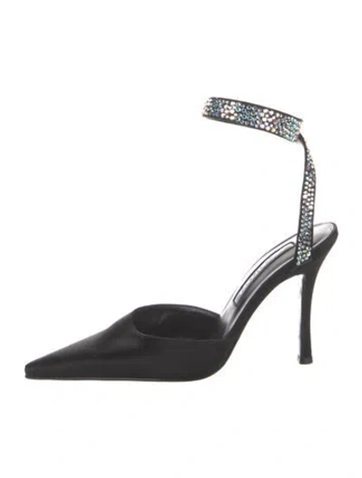 Pre-owned Sergio Rossi Satin Crystal Embellishments Pumps In Black