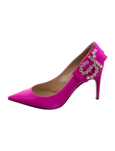 Pre-owned Sergio Rossi Satin Crystal Embellishments Pumps In Pink