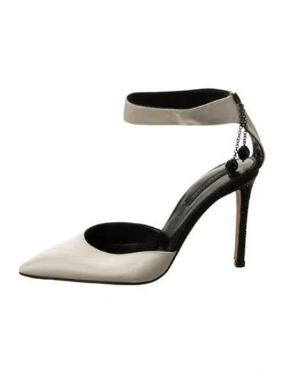 Pre-owned Sergio Rossi Satin D'orsay Pumps In White
