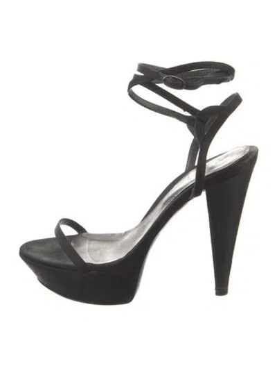 Pre-owned Sergio Rossi Satin Sandals In Black