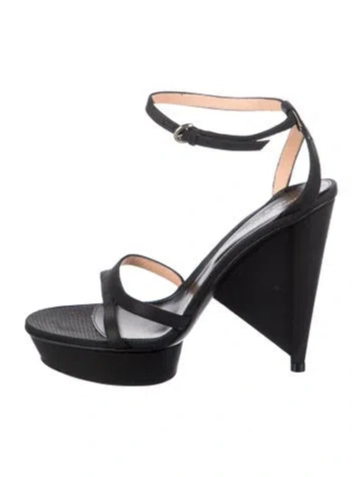 Pre-owned Sergio Rossi Satin Sandals In Black
