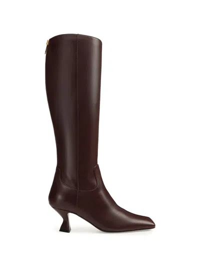 Sergio Rossi Sculpt Leather Boots In Brown