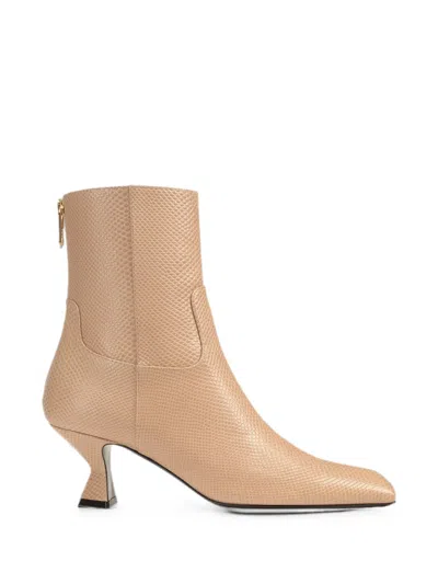 Sergio Rossi Sculpt Lizard-effect Ankle Boots In Brown