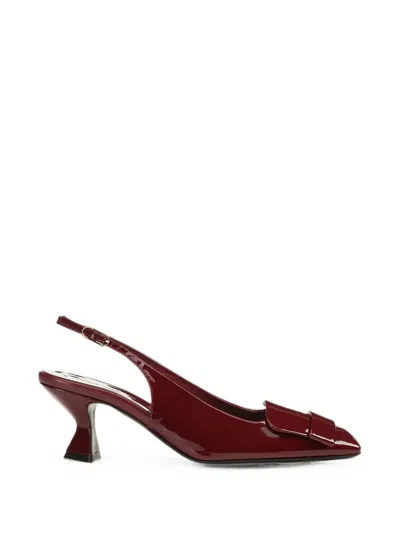 Sergio Rossi Sculpt Slingback Pumps In Burgundy