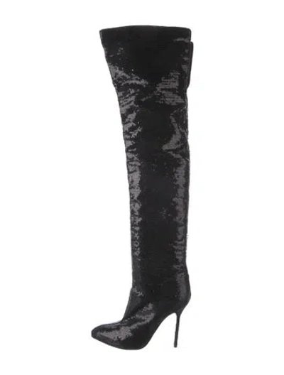 Pre-owned Sergio Rossi Sequins Patterned Boots In Black
