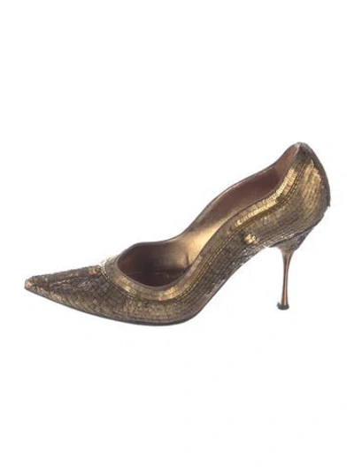 Pre-owned Sergio Rossi Sequins Pumps In Gold